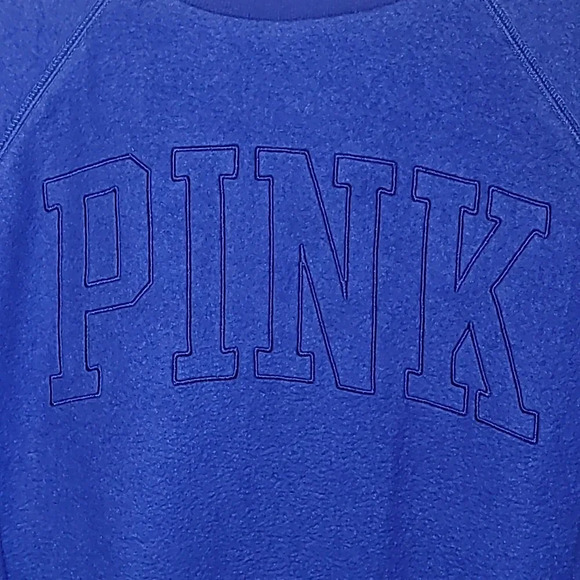 Victoria's Secret PINK women's XS all blue crewneck warm fuzzy sweater LOT E12 - Picture 2 of 8